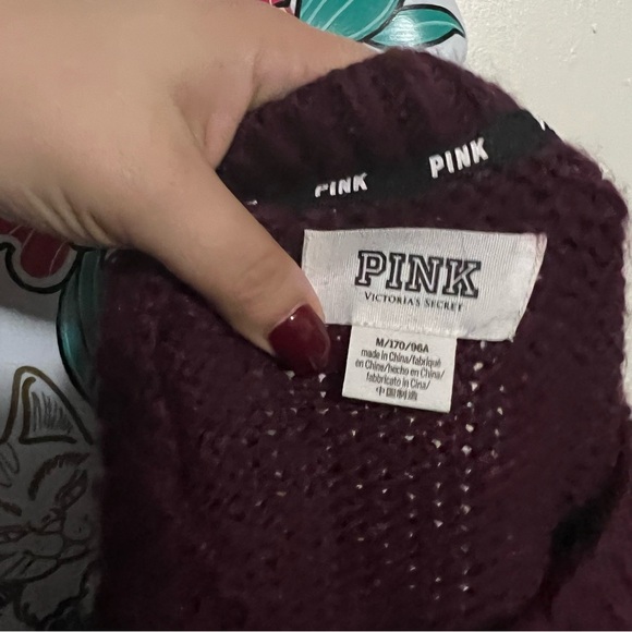 Pink Victorias Secret Burgundy Crew Knit Sweater - Picture 4 of 4